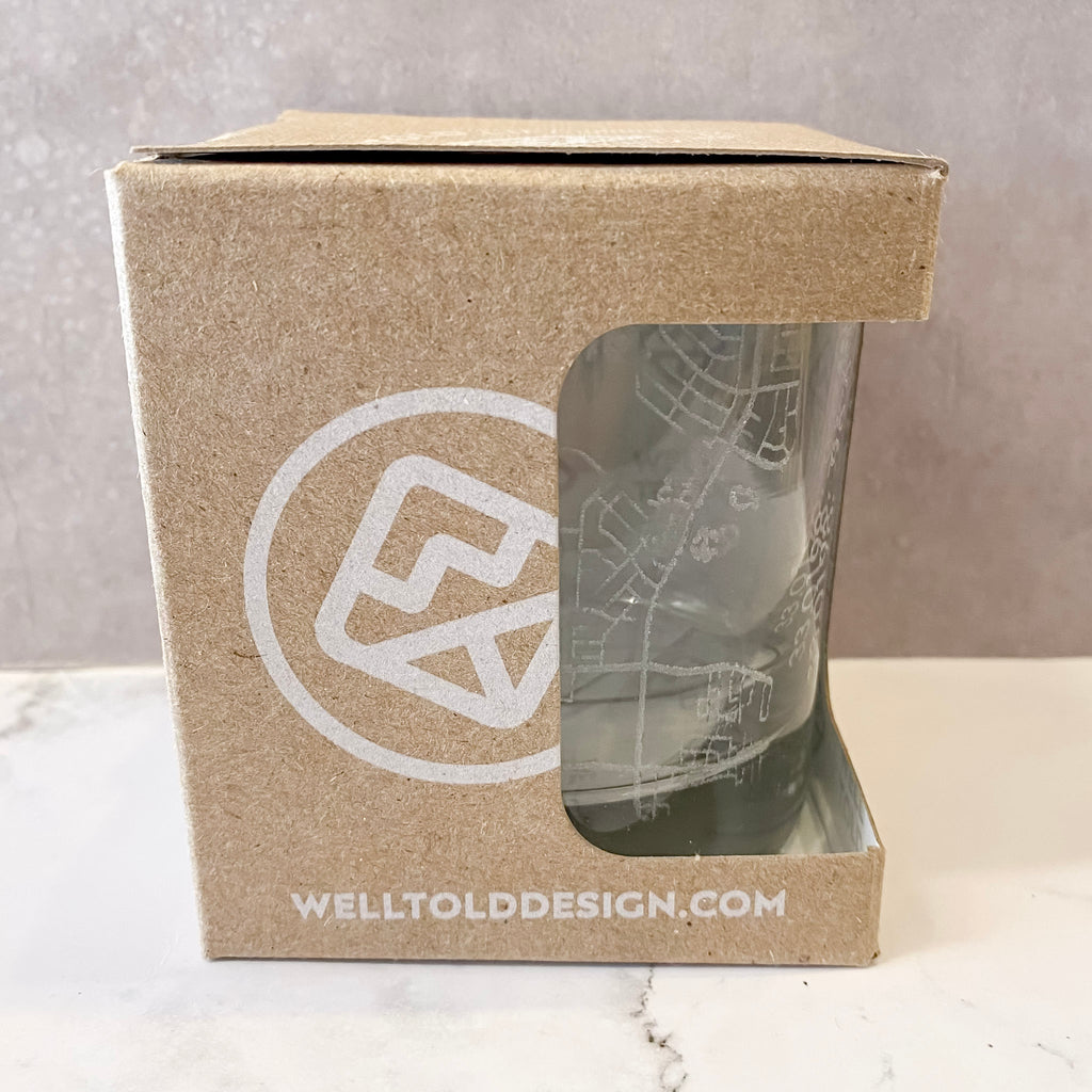 Plano TX Map Rocks Whiskey Glass - Lyla's: Clothing, Decor & More - Plano Boutique