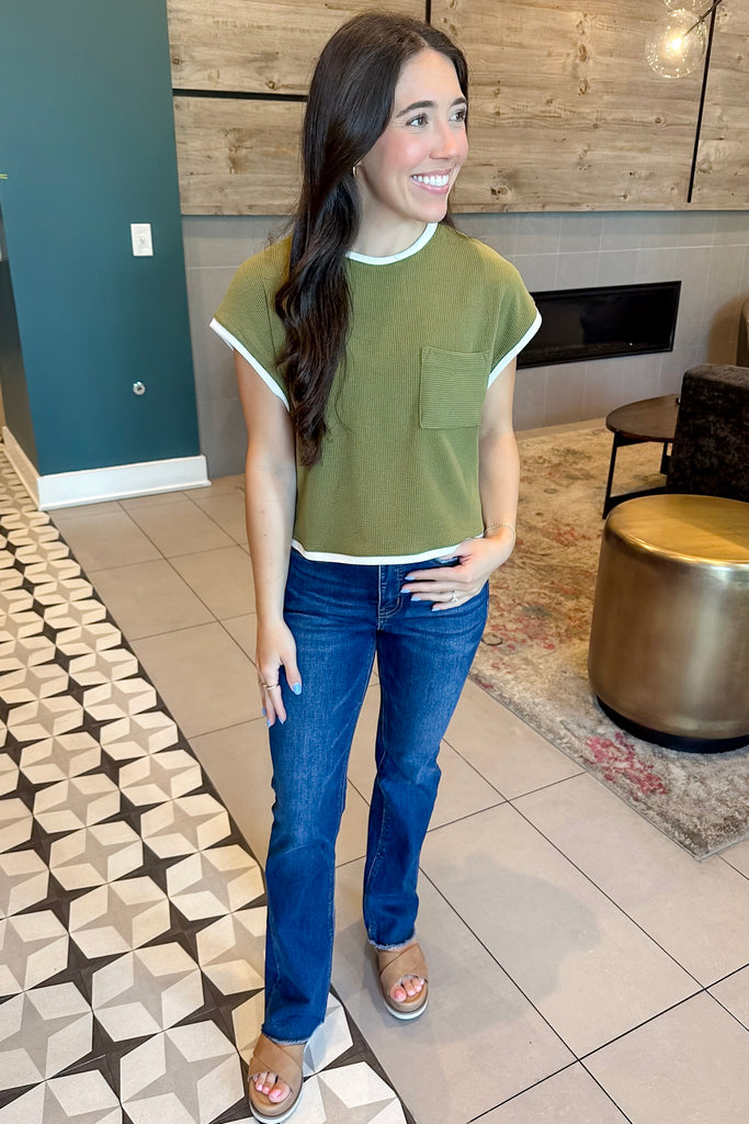 Brooklyn In The Summer Olive Top - Lyla's: Clothing, Decor & More - Plano Boutique
