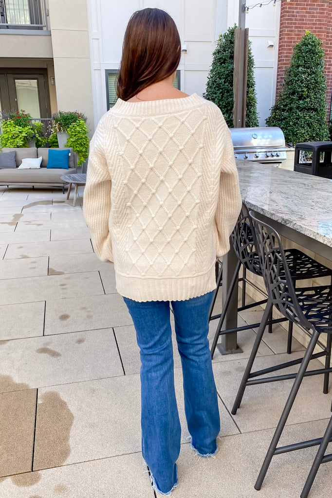 Walk This Way Textured Cream Sweater - Lyla's: Clothing, Decor & More - Plano Boutique