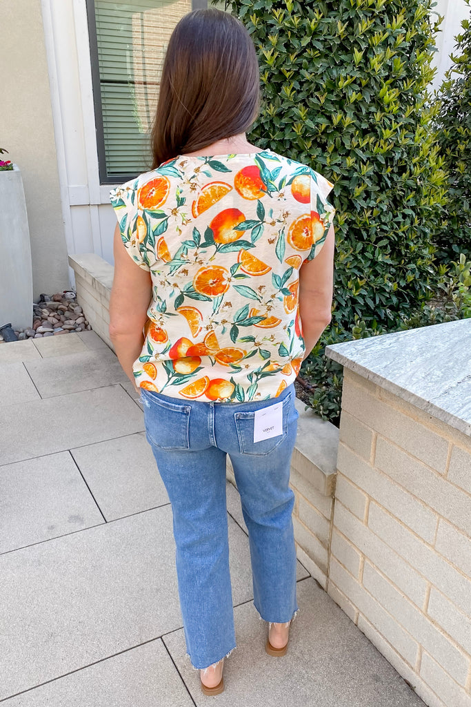 Fruity Citrus Orange Print Top - Lyla's: Clothing, Decor & More - Plano Boutique