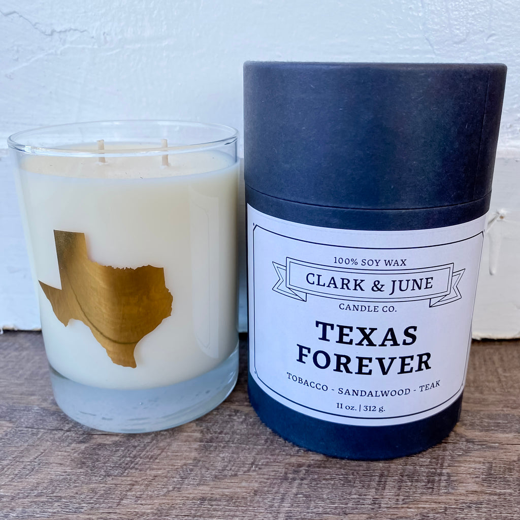Texas Forever Candle - Tobacco, Sandalwood, Teak by Clark & June - Lyla's: Clothing, Decor & More - Plano Boutique