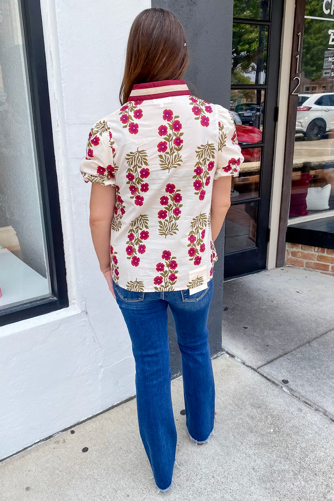 Far and Away Burgundy and Cream Floral Top - Lyla's: Clothing, Decor & More - Plano Boutique