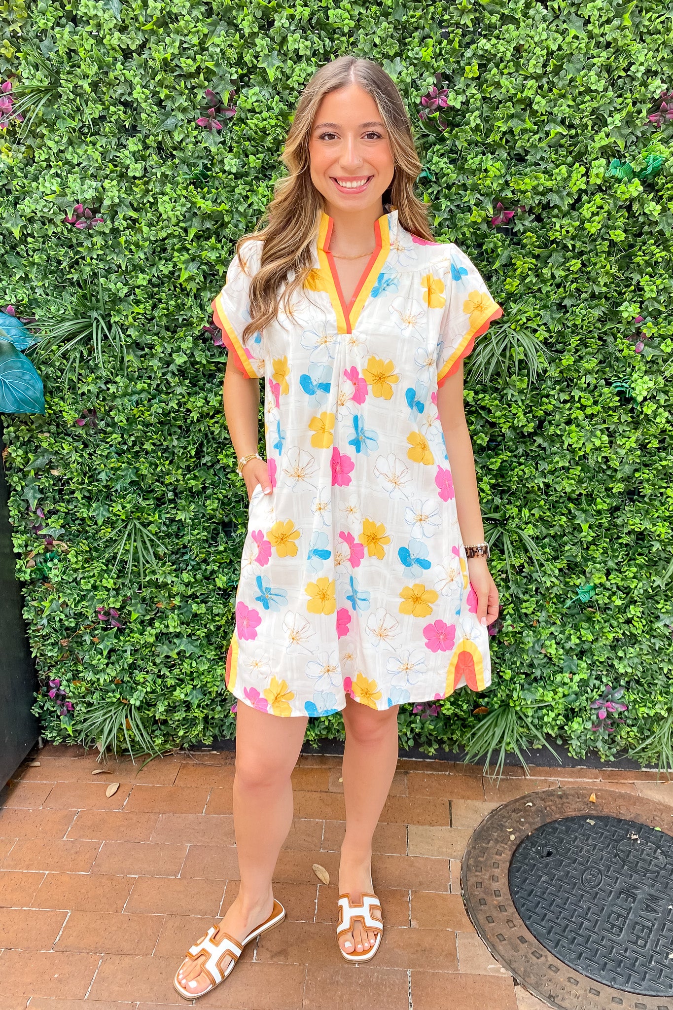 honey pink floral print mini dress Honey And Daydreams Floral Print A-Line Mini Dress (Baby Pink)