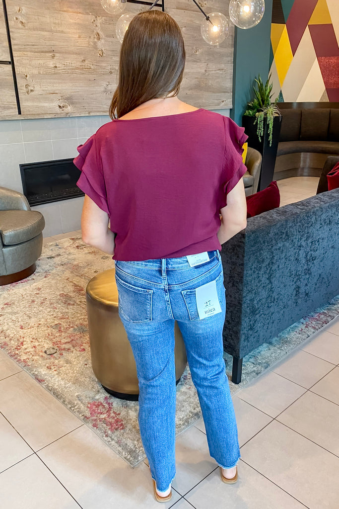 Marine Blue Freestyle Mid Rise Crop Denim by Mica - Lyla's: Clothing, Decor & More - Plano Boutique