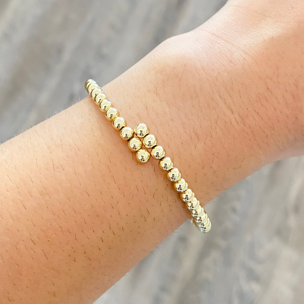 Bracelet in Gold Beaded Flexi Bracelet in Gold - Lyla's: Clothing, Decor & More - Plano Boutique