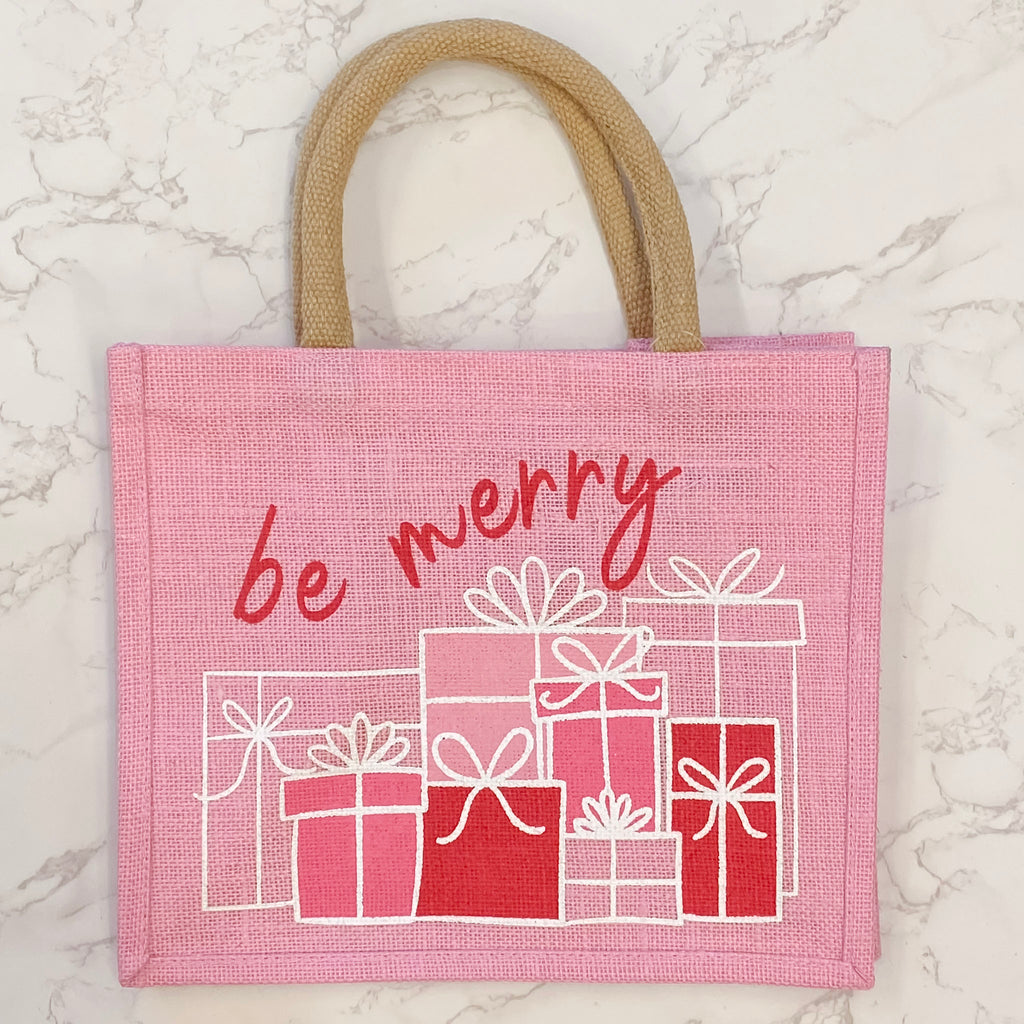 Be Merry Present Gift Tote - Lyla's: Clothing, Decor & More - Plano Boutique