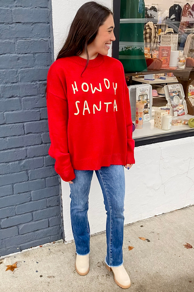 Howdy Santa Red Sweater - Lyla's: Clothing, Decor & More - Plano Boutique