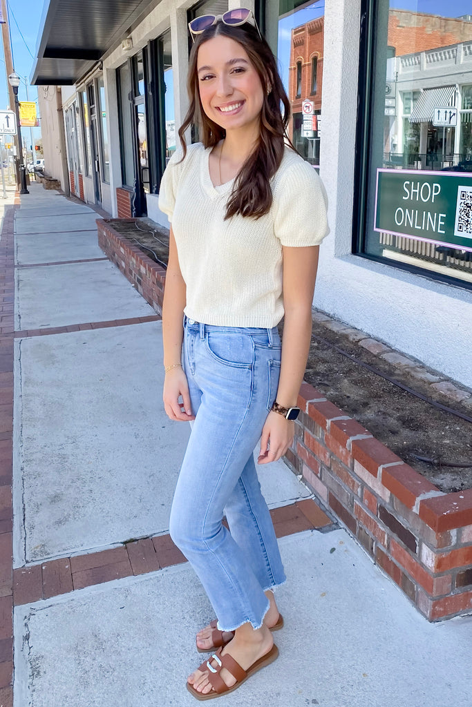 What Do You Think Cream Puff Sleeve Top - Lyla's: Clothing, Decor & More - Plano Boutique