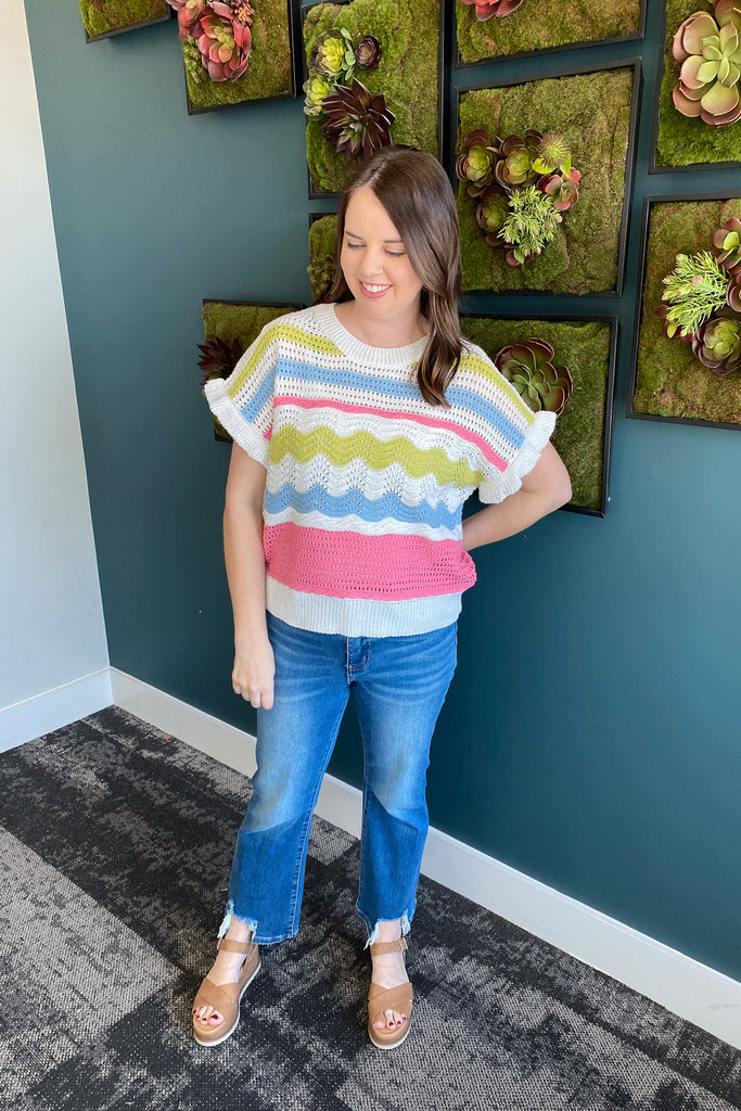 Turn It Around Colorblock Crochet Pink Top - Lyla's: Clothing, Decor & More - Plano Boutique