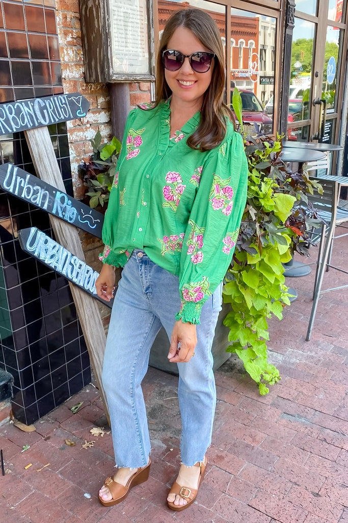 Ask Me How Green Floral Print Top - Lyla's: Clothing, Decor & More - Plano Boutique