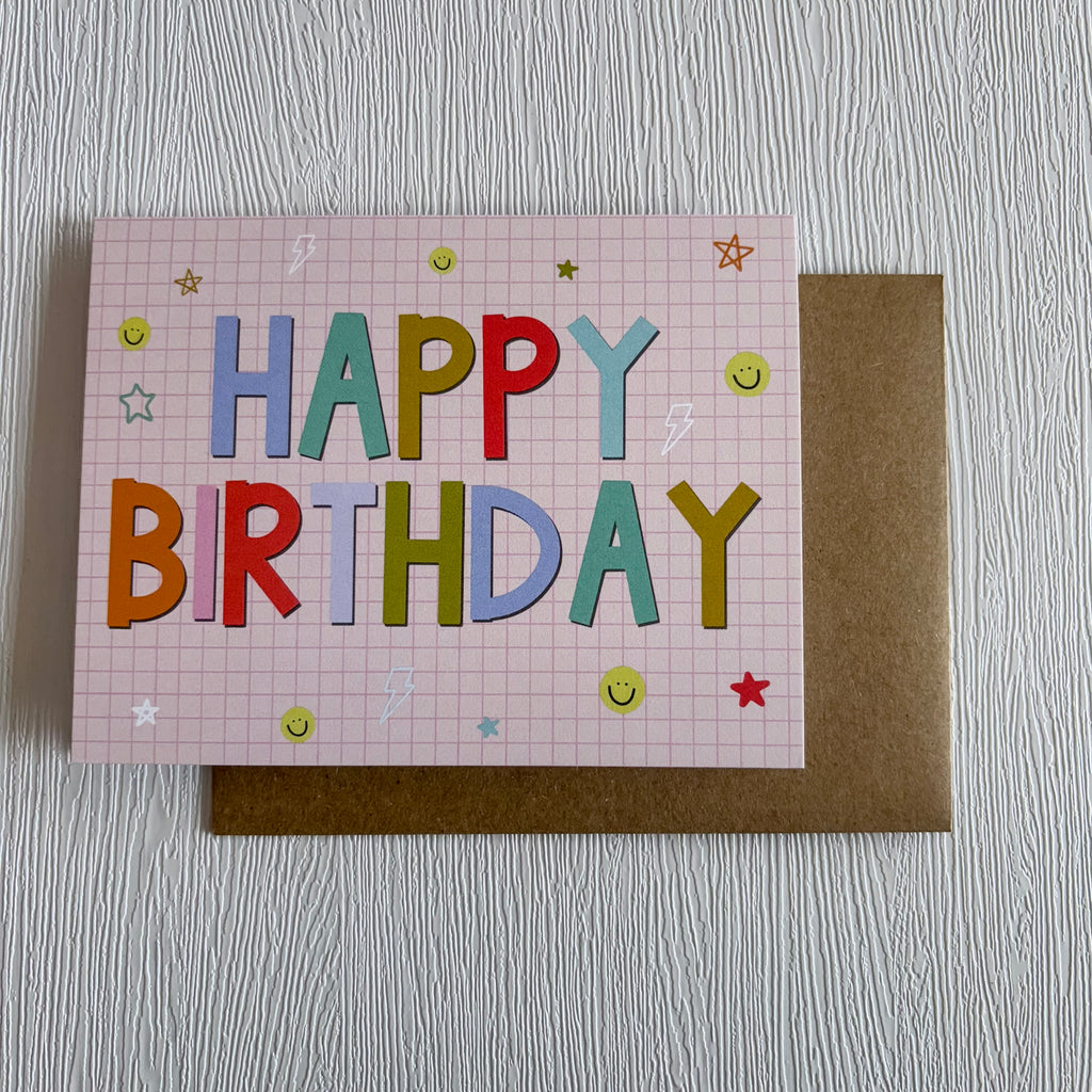 Happy Birthday Grid Greeting Card - Lyla's: Clothing, Decor & More - Plano Boutique