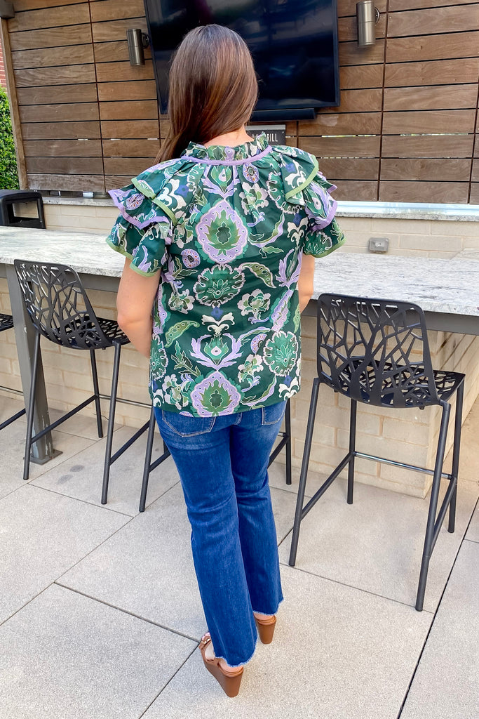 Stroll Around Floral Print Green Top - Lyla's: Clothing, Decor & More - Plano Boutique