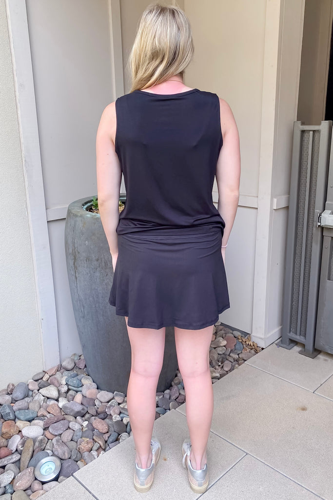 Athleisure Recycled Butter Piping Black and White Skort - Lyla's: Clothing, Decor & More - Plano Boutique