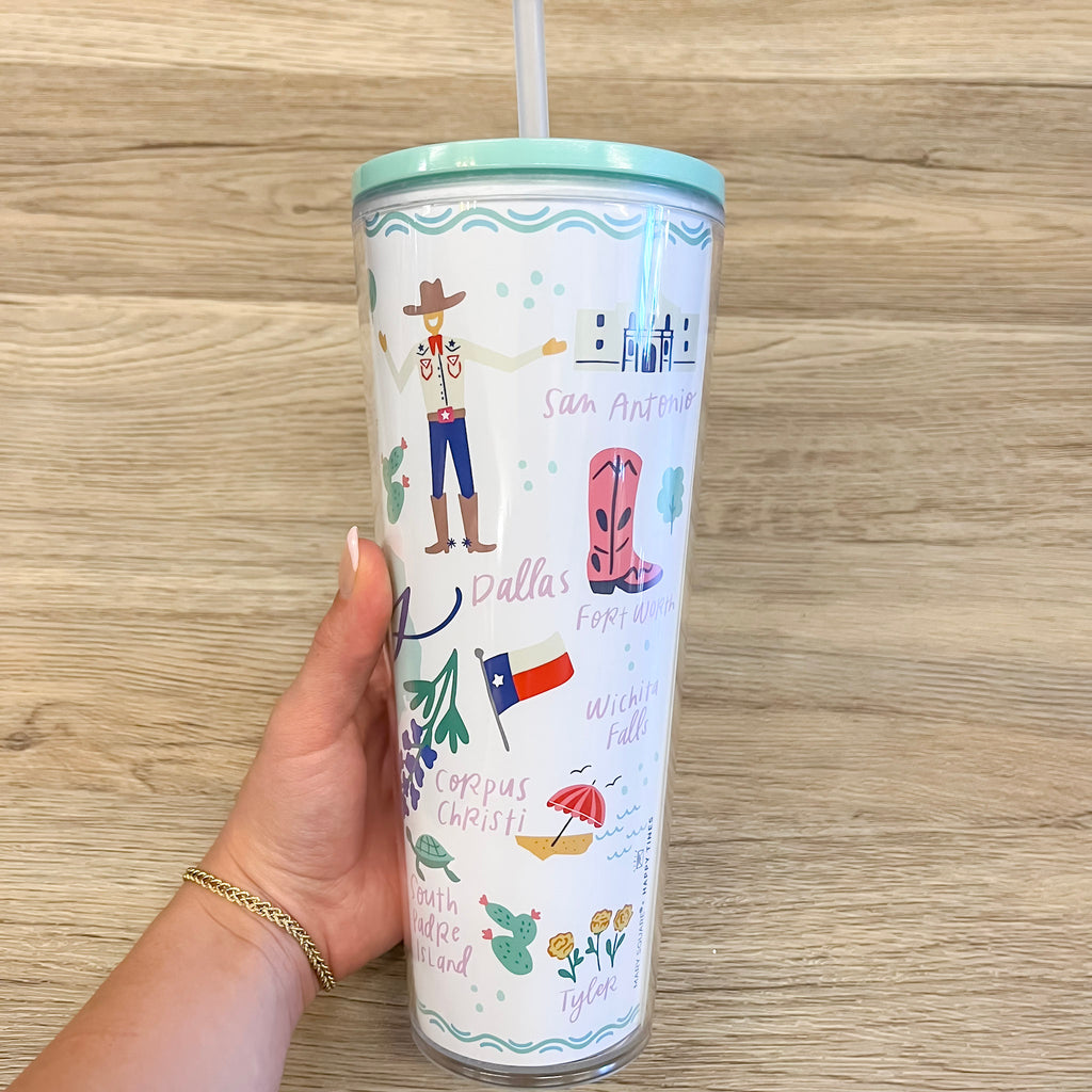 Texas Print Straw Tumbler - Lyla's: Clothing, Decor & More - Plano Boutique