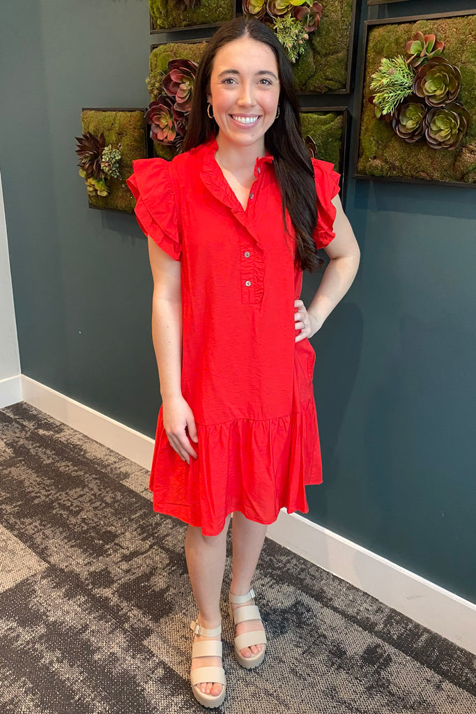 Meet Me in the Middle Ruffle Red Dress - Lyla's: Clothing, Decor & More - Plano Boutique