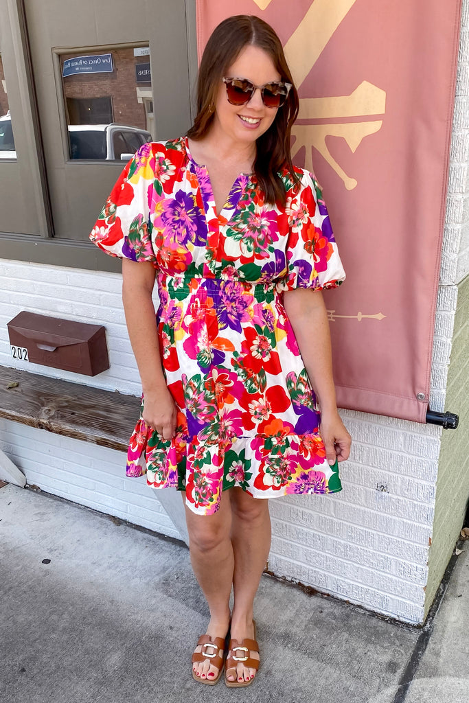 Pretty Little Flowers Multi Print Dress - Lyla's: Clothing, Decor & More - Plano Boutique