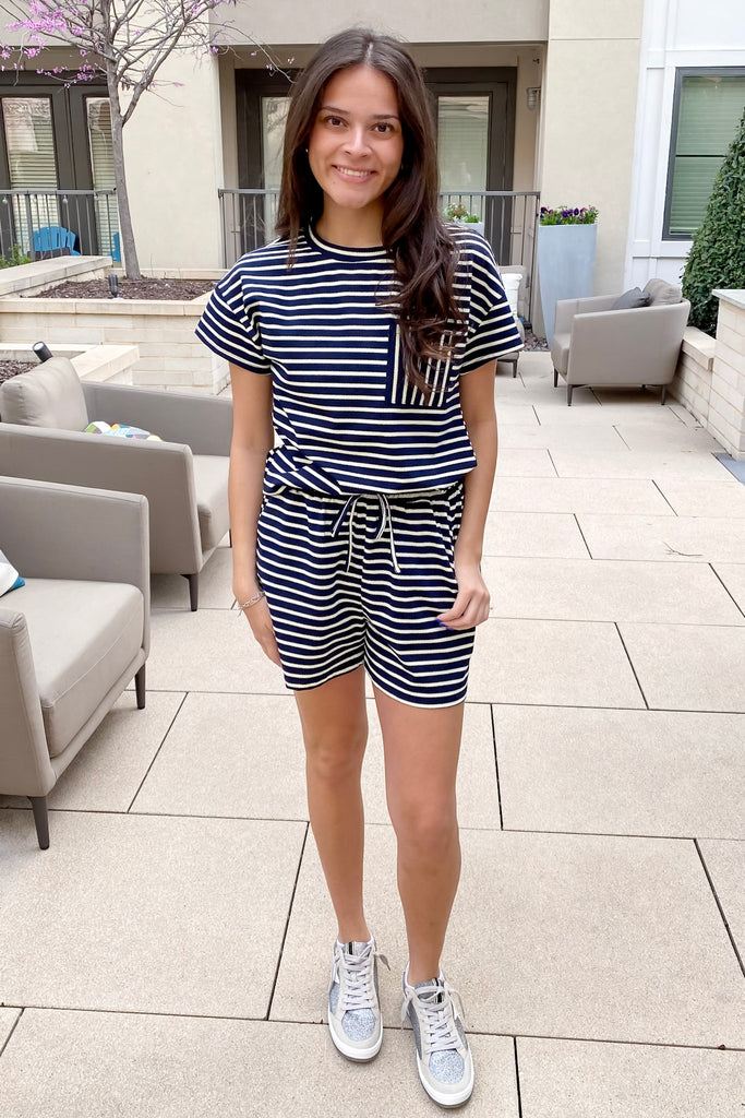 Play All Day Navy Striped Shorts - Lyla's: Clothing, Decor & More - Plano Boutique