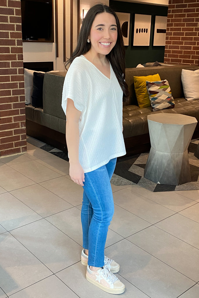 Party All Day Textured White Top - Lyla's: Clothing, Decor & More - Plano Boutique
