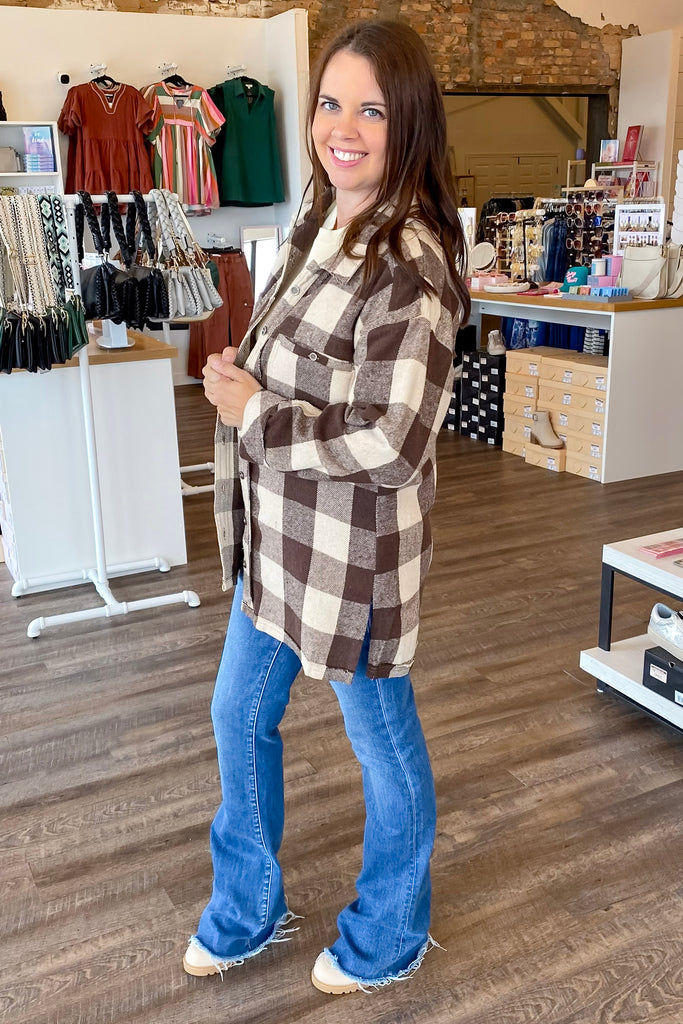 Coco Plaid Button Down Shacket - Lyla's: Clothing, Decor & More - Plano Boutique