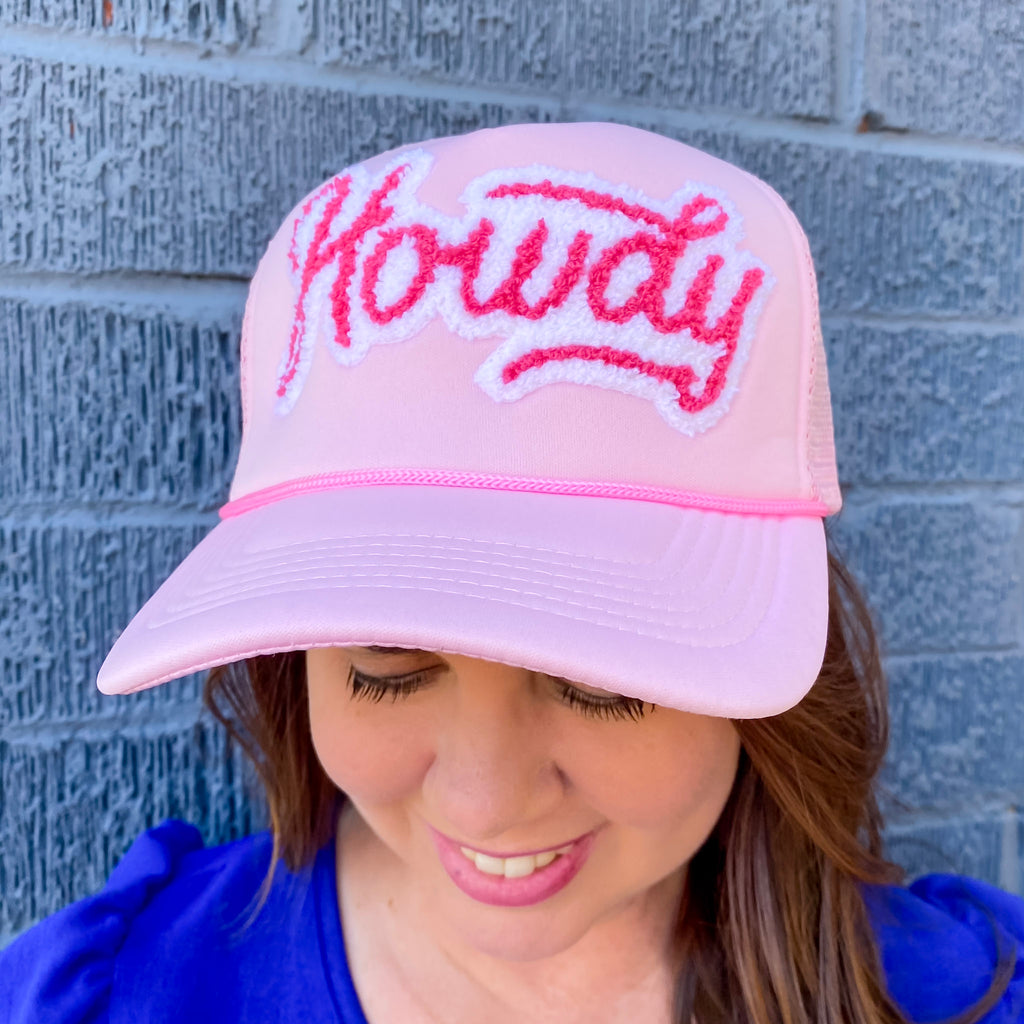 Howdy Embroidered Pink Foam Trucker Hat - Lyla's: Clothing, Decor & More - Plano Boutique