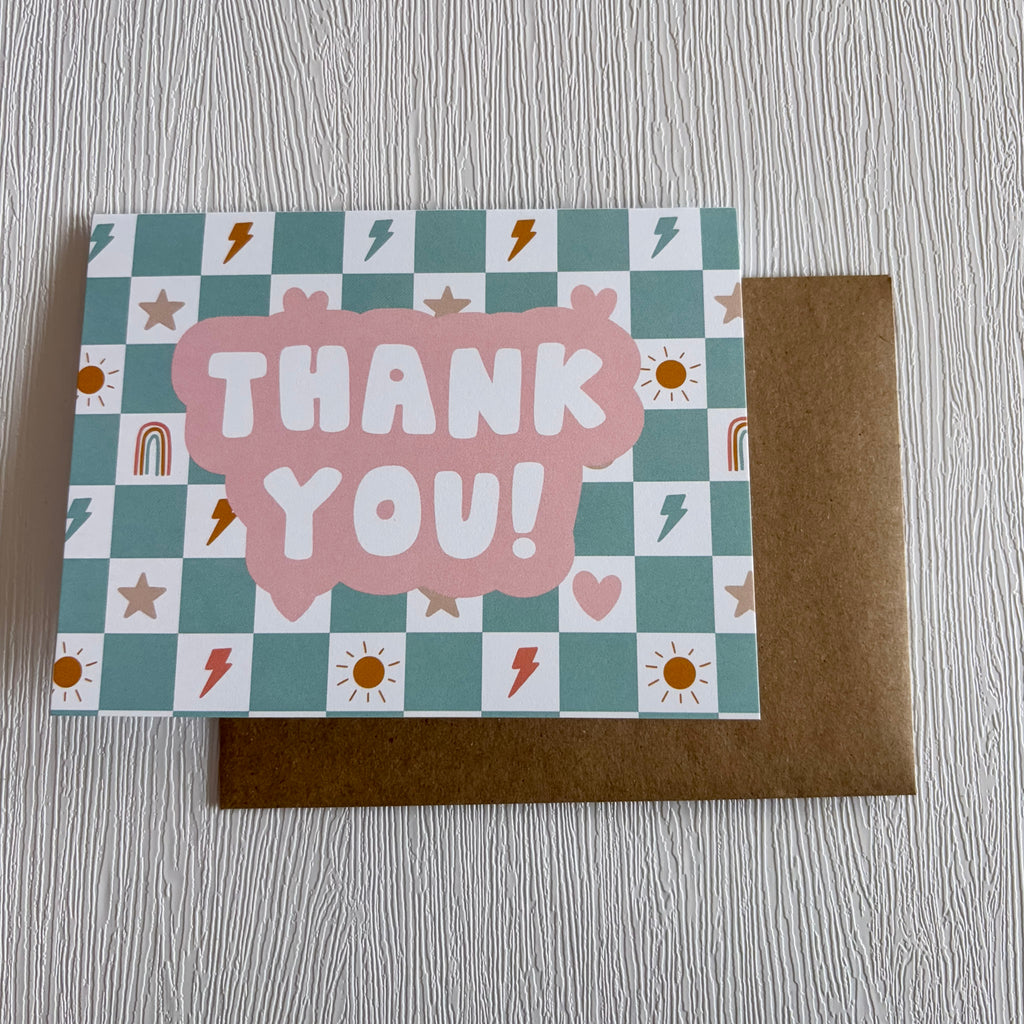 Checkerboard Icons Thank You Greeting Card - Lyla's: Clothing, Decor & More - Plano Boutique