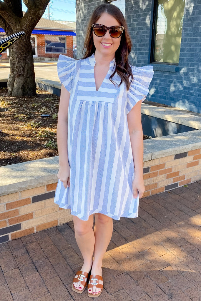 Sail Away Striped Blue Dress - Lyla's: Clothing, Decor & More - Plano Boutique