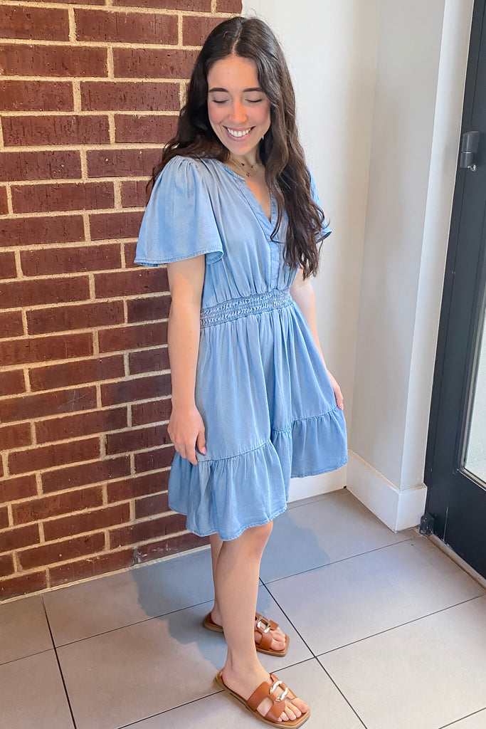 Up To You Chambray Blue Dress - Lyla's: Clothing, Decor & More - Plano Boutique