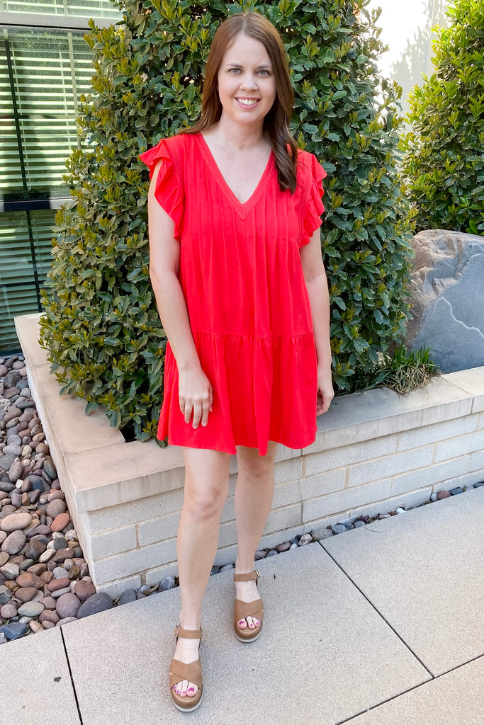 Come On Girl Pintuck Red Dress - Lyla's: Clothing, Decor & More - Plano Boutique