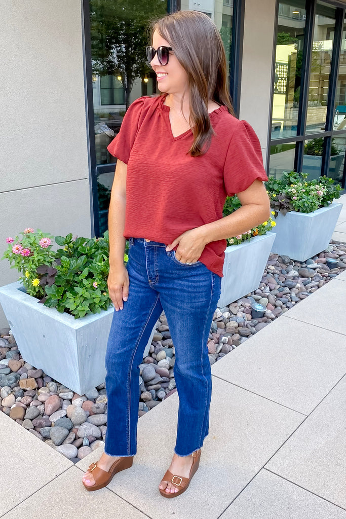 Maple Spice Dotted Mocha Brown Top - Lyla's: Clothing, Decor & More - Plano Boutique