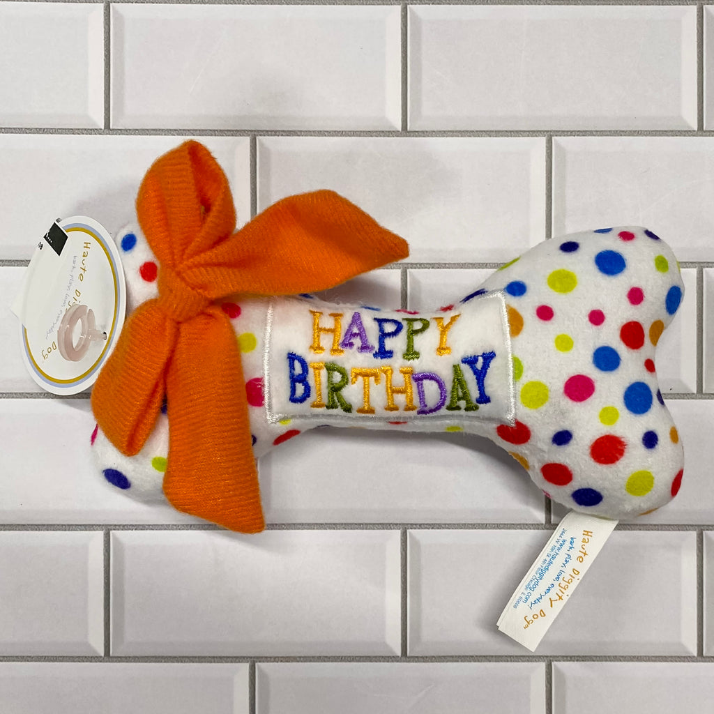 Happy Birthday Bone Plush Toy - Lyla's: Clothing, Decor & More - Plano Boutique