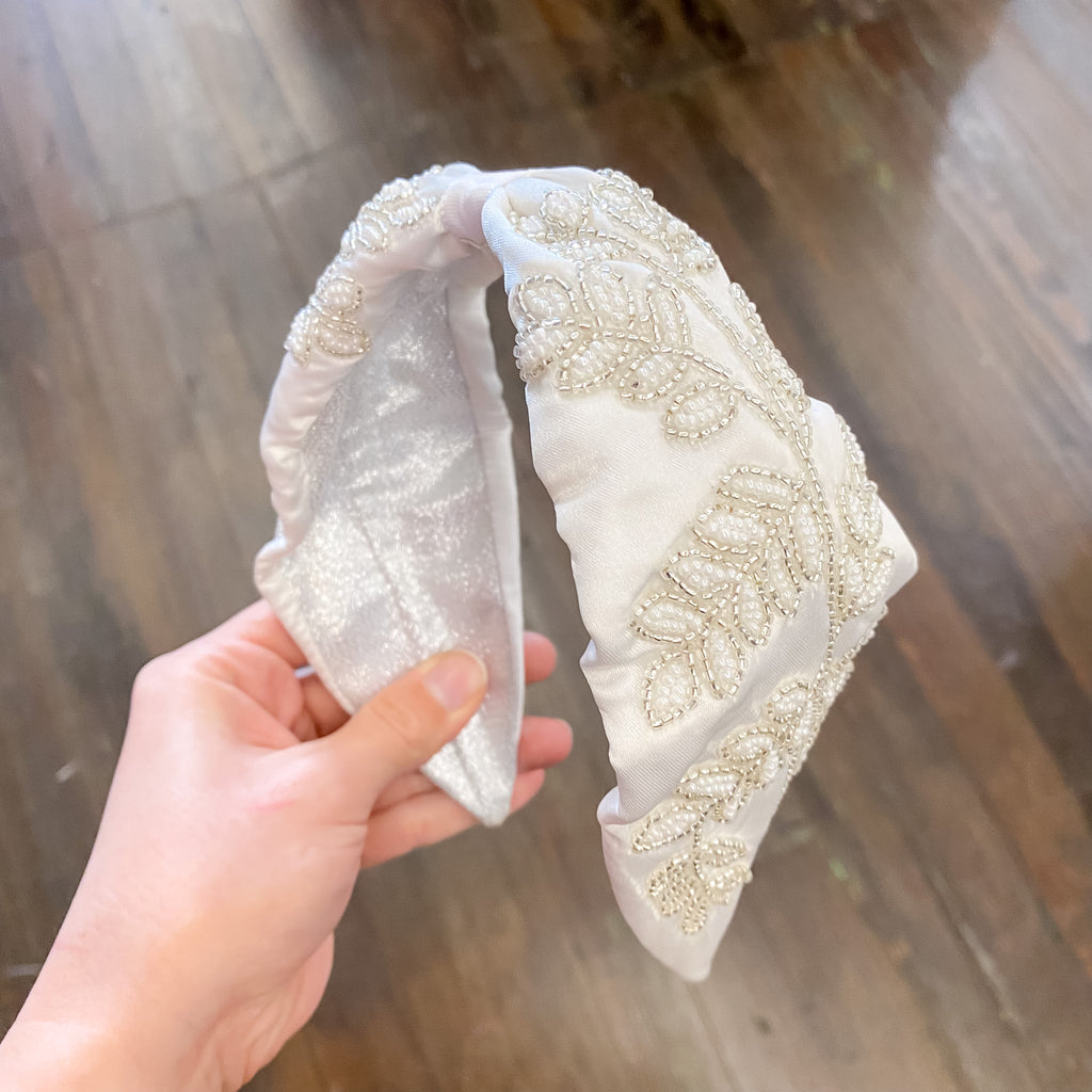 Embellished Headband In Ivory - Lyla's: Clothing, Decor & More - Plano Boutique