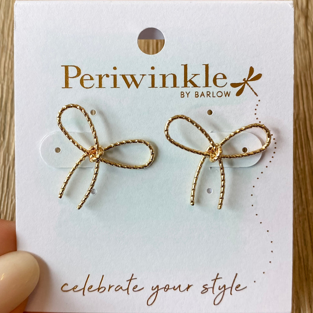 Simplistic Gold Bow Earring - Lyla's: Clothing, Decor & More - Plano Boutique
