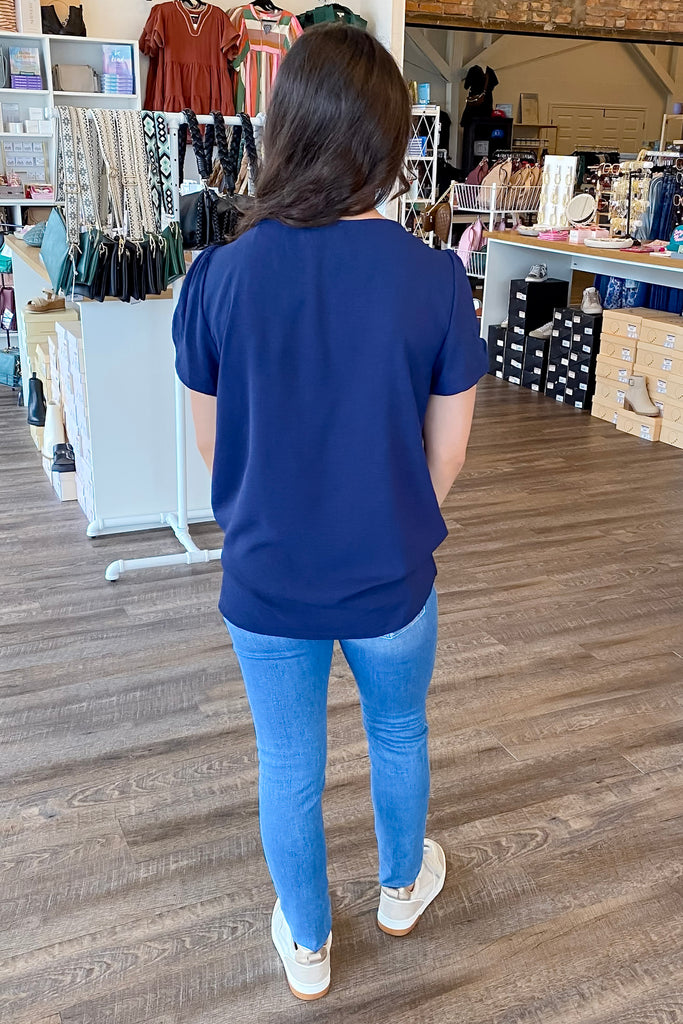 Wonder About You Navy Top - Lyla's: Clothing, Decor & More - Plano Boutique