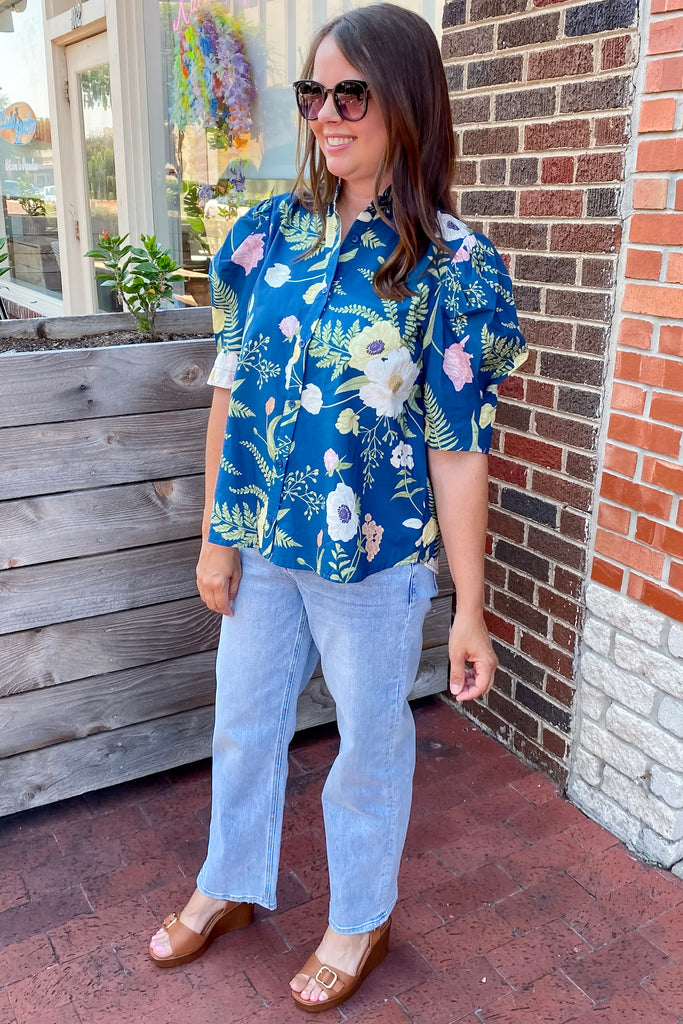 Sweetly Known Floral Print Teal Top - Lyla's: Clothing, Decor & More - Plano Boutique