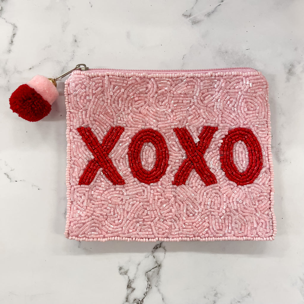 XOXO Pink Beaded Pouch - Lyla's: Clothing, Decor & More - Plano Boutique