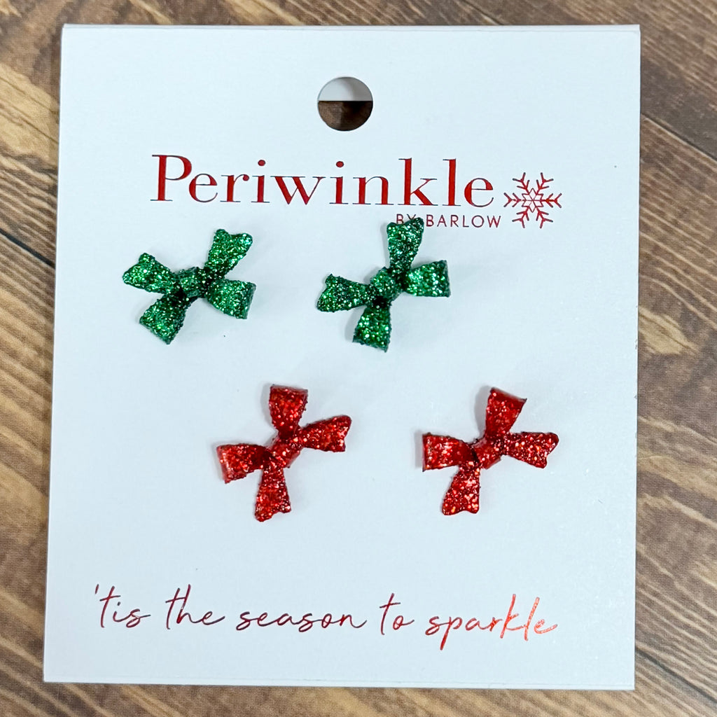 Glitter Bows Earring Set - Lyla's: Clothing, Decor & More - Plano Boutique