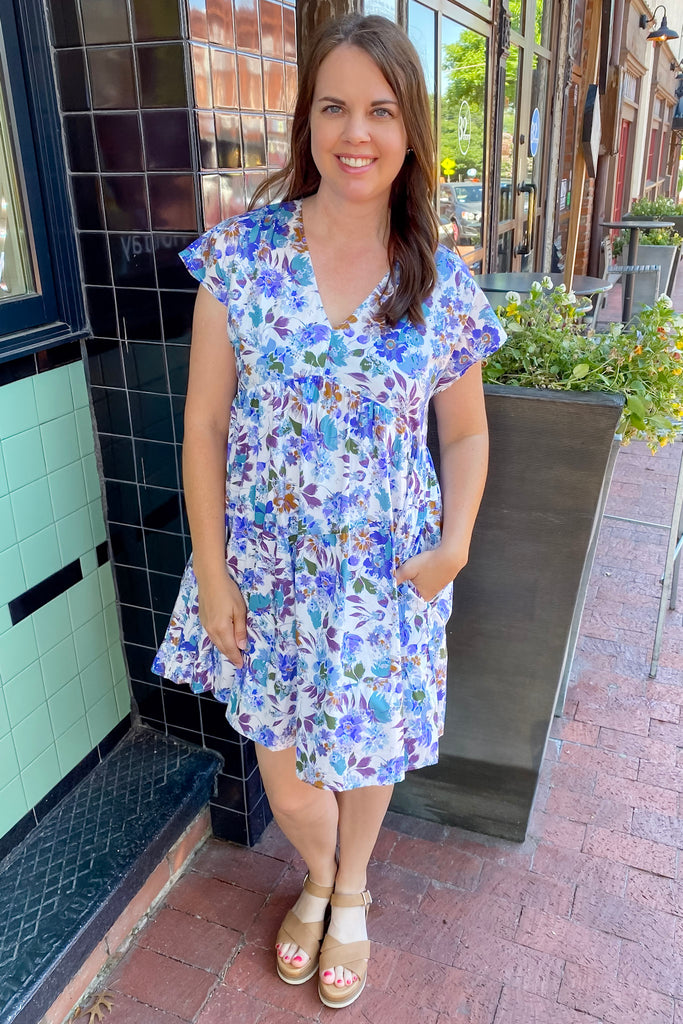 Don't Let Me Go Floral Print Blueberry Dress - Lyla's: Clothing, Decor & More - Plano Boutique