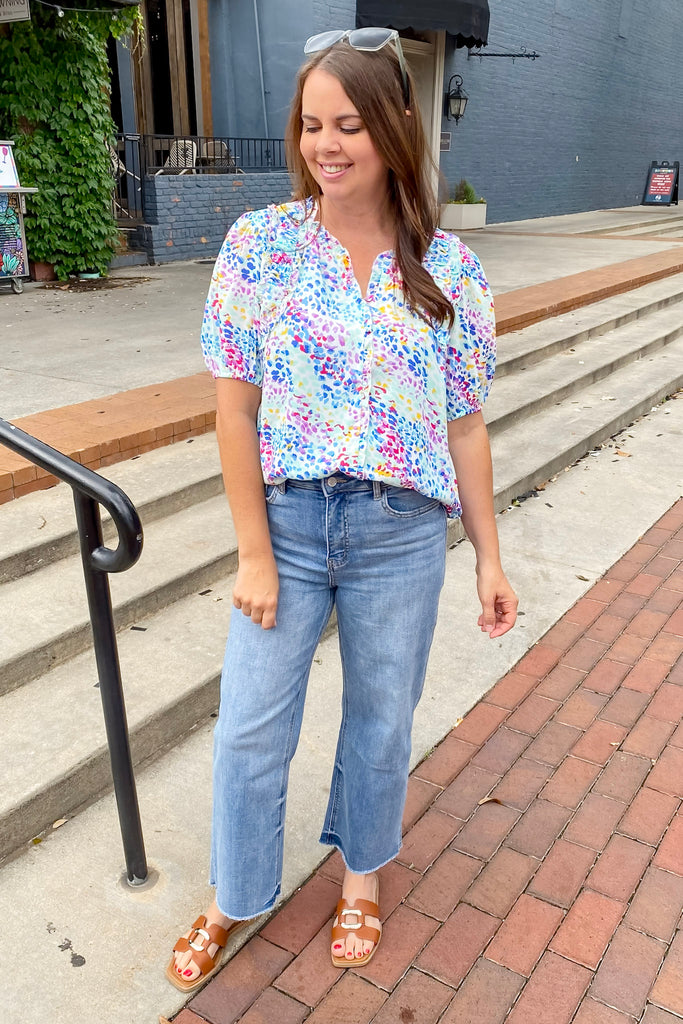 Multi Color Spots Printed Top - Lyla's: Clothing, Decor & More - Plano Boutique