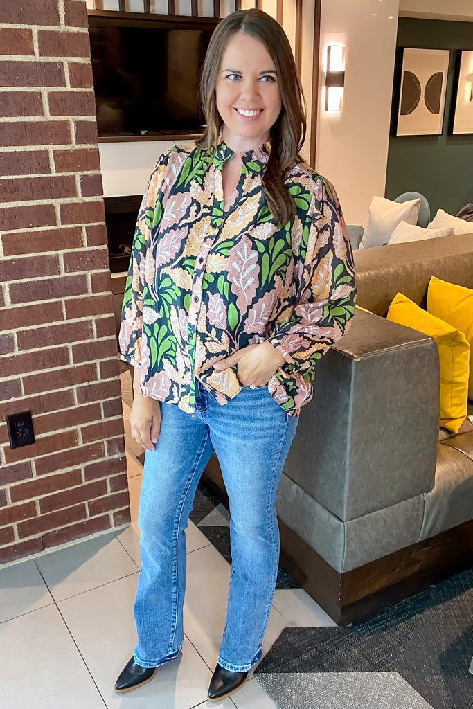 Please Say Yes Floral Print Black Top - Lyla's: Clothing, Decor & More - Plano Boutique