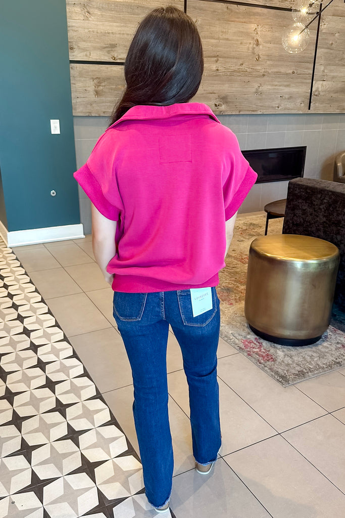 Own The Day Polo Raspberry Top - Lyla's: Clothing, Decor & More - Plano Boutique