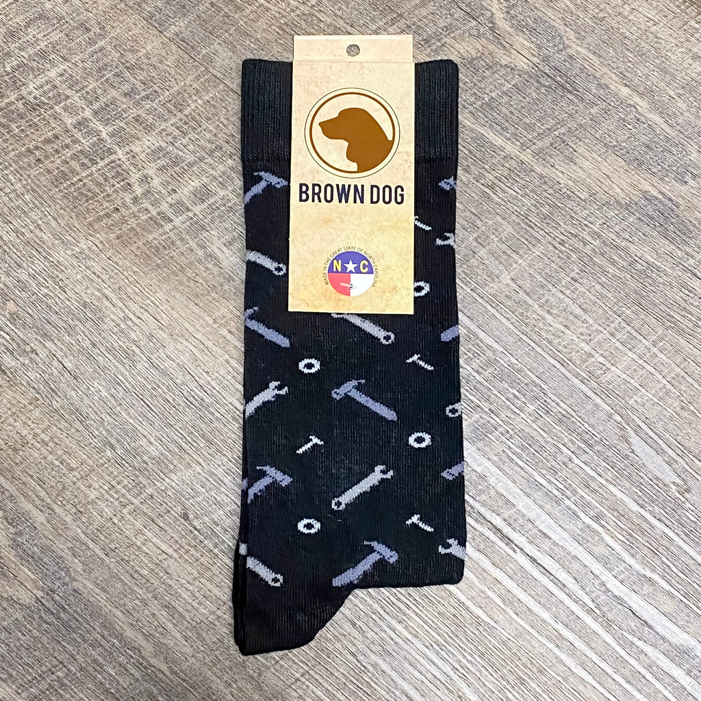 Tool Print Mens Socks - Lyla's: Clothing, Decor & More - Plano Boutique