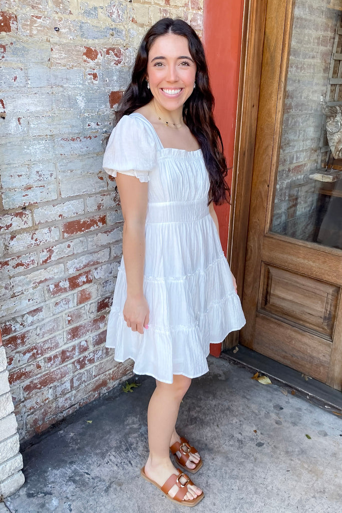Elegant Glow Square Neck White Dress - Lyla's: Clothing, Decor & More - Plano Boutique