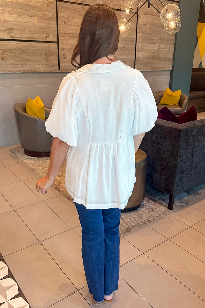 Serenity Smocked Off White Top - Lyla's: Clothing, Decor & More - Plano Boutique