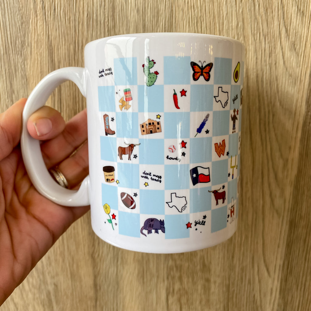 Texas Western Checkerboard Icons Mug - Lyla's: Clothing, Decor & More - Plano Boutique
