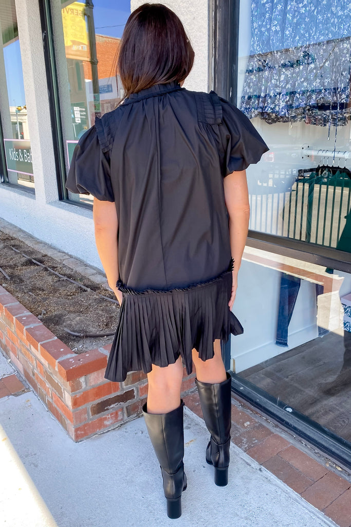 What A Feeling Pleated Black Dress - Lyla's: Clothing, Decor & More - Plano Boutique