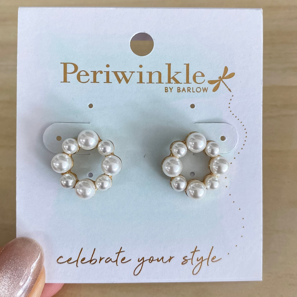 Open Circle of Pearls Earrings - Lyla's: Clothing, Decor & More - Plano Boutique