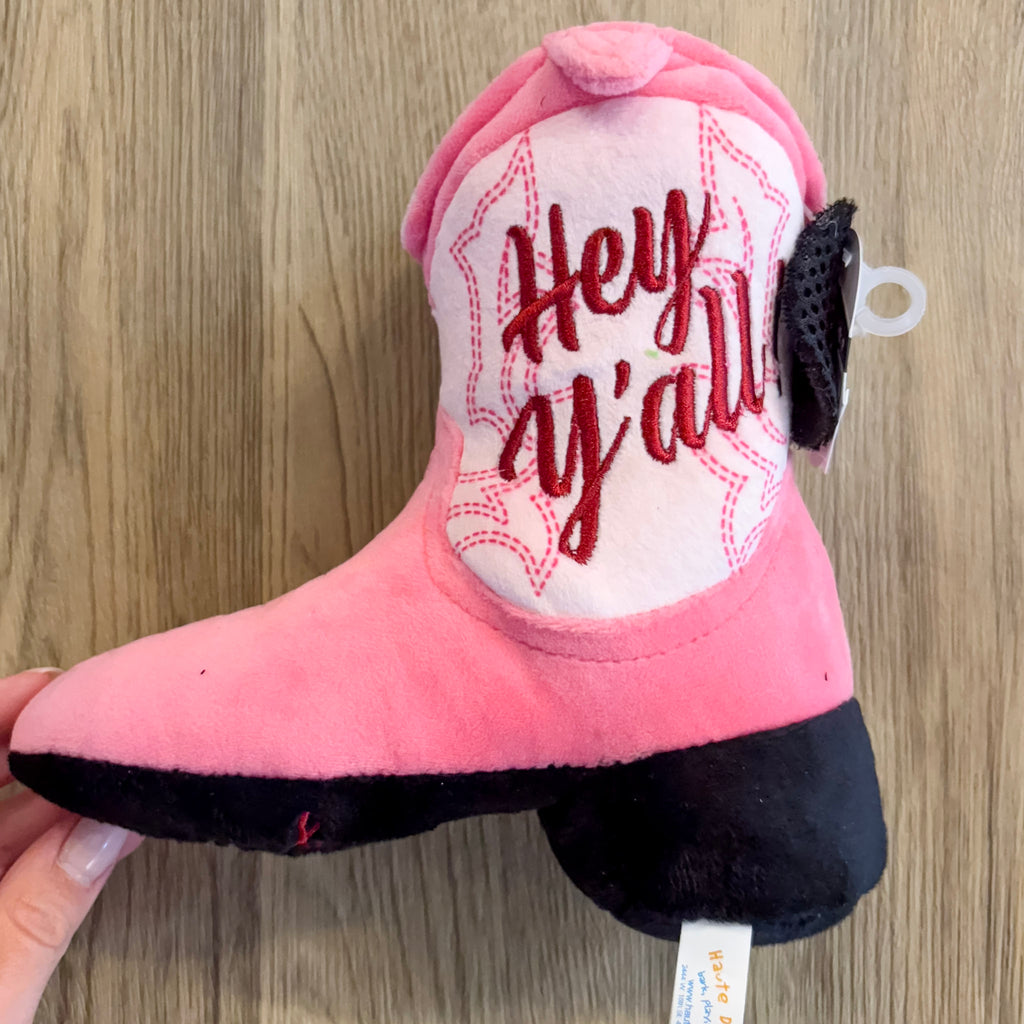 Pink Cowgirl Boot Plush Dog Toy - Lyla's: Clothing, Decor & More - Plano Boutique