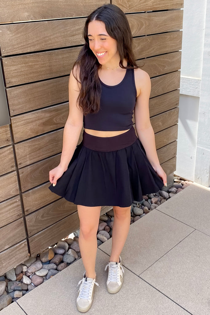 Athleisure Side Pleat Black Skort - Lyla's: Clothing, Decor & More - Plano Boutique