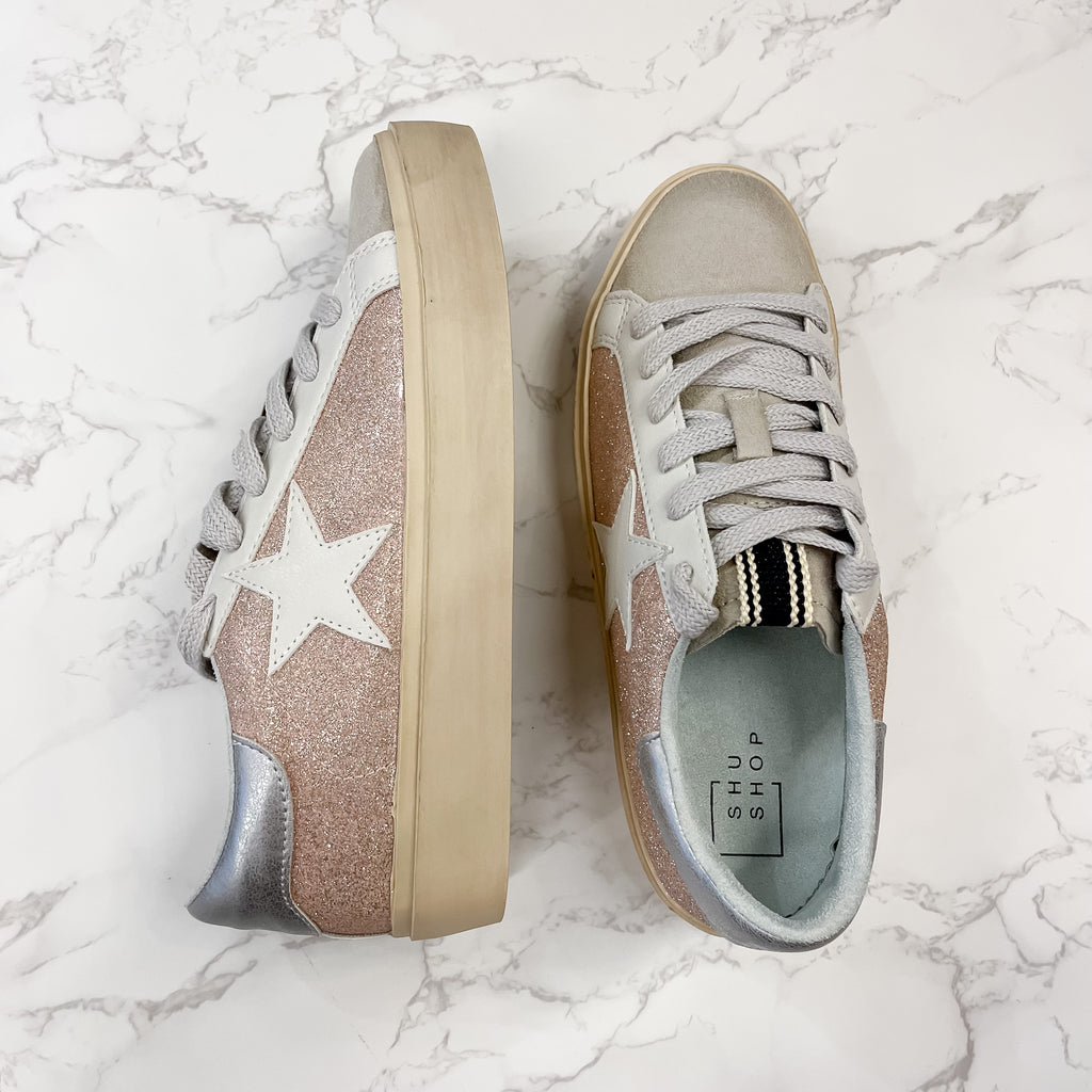 Reba Champagne Glitter Shu Shop Sneaker - Lyla's: Clothing, Decor & More - Plano Boutique