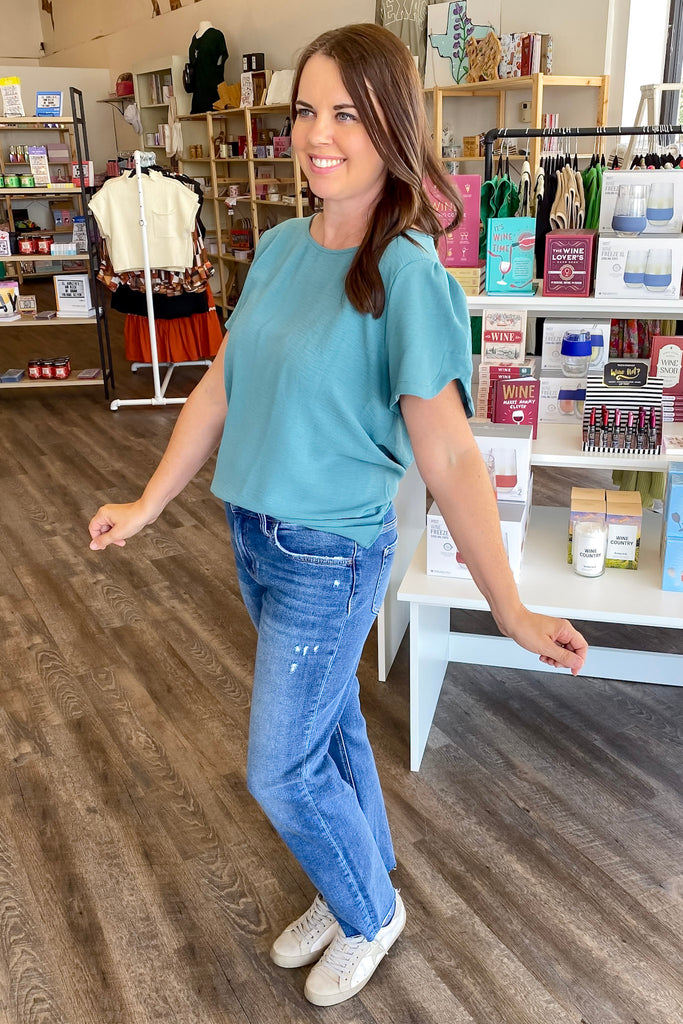 Wonder About You Seafoam Top - Lyla's: Clothing, Decor & More - Plano Boutique